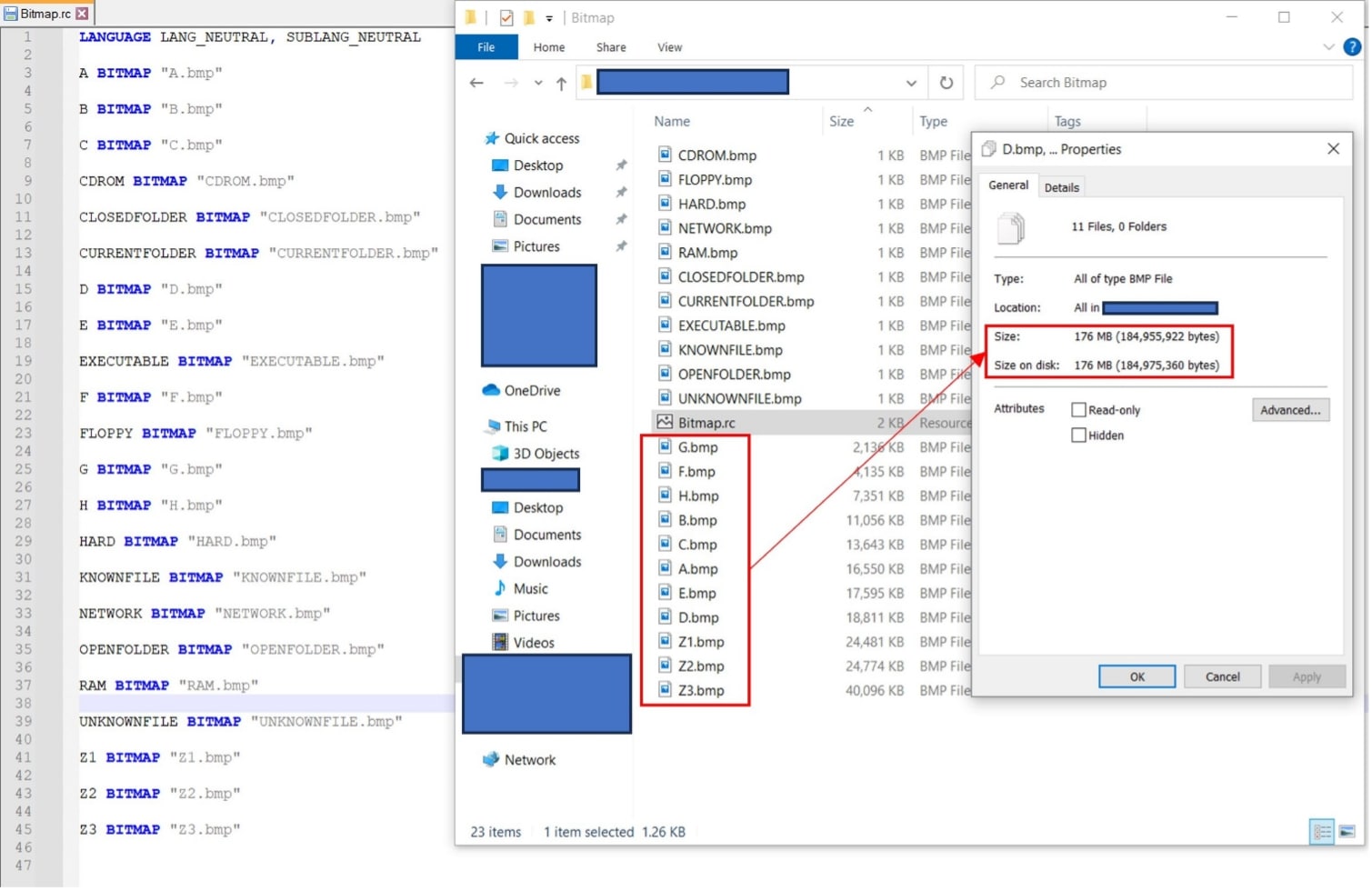 Figure 15: Oversized bitmap files from Resource section