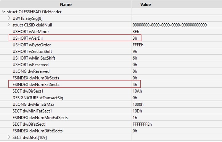 Figure 22: Object Linking and Embedding OLE Header structure