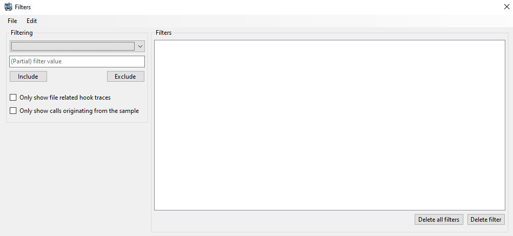 Figure 2 - DotDumperGUI's filter interface