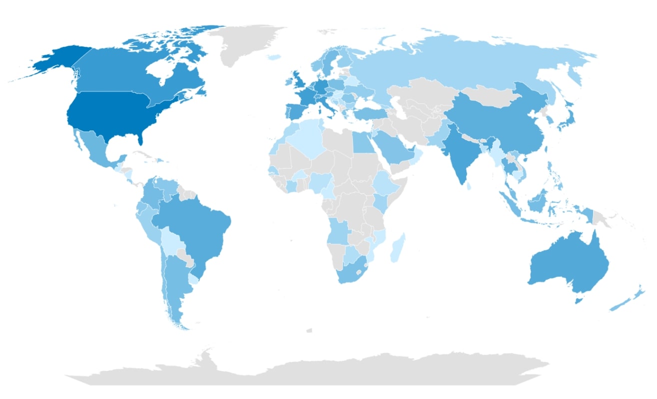 図 7. 世界中で公開されたランサムウェアの被害者