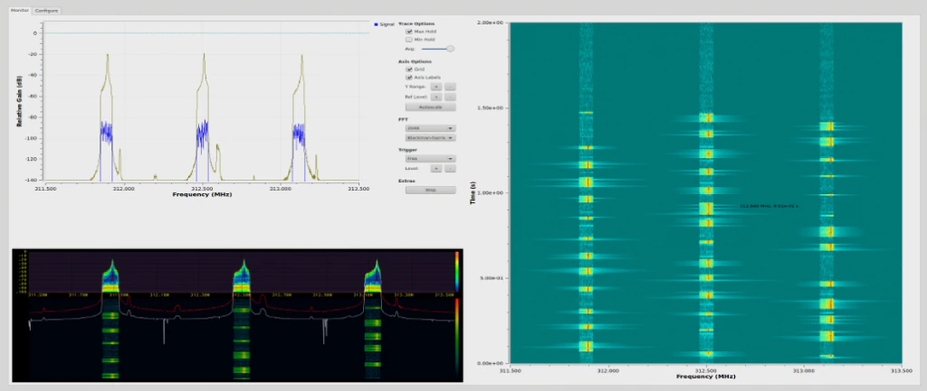 GNU Radio JIT Jamming and State Capture over 3 Simultaneous Frequencies