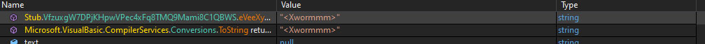 Figure 16: Decryption of strings, <XWormmm>