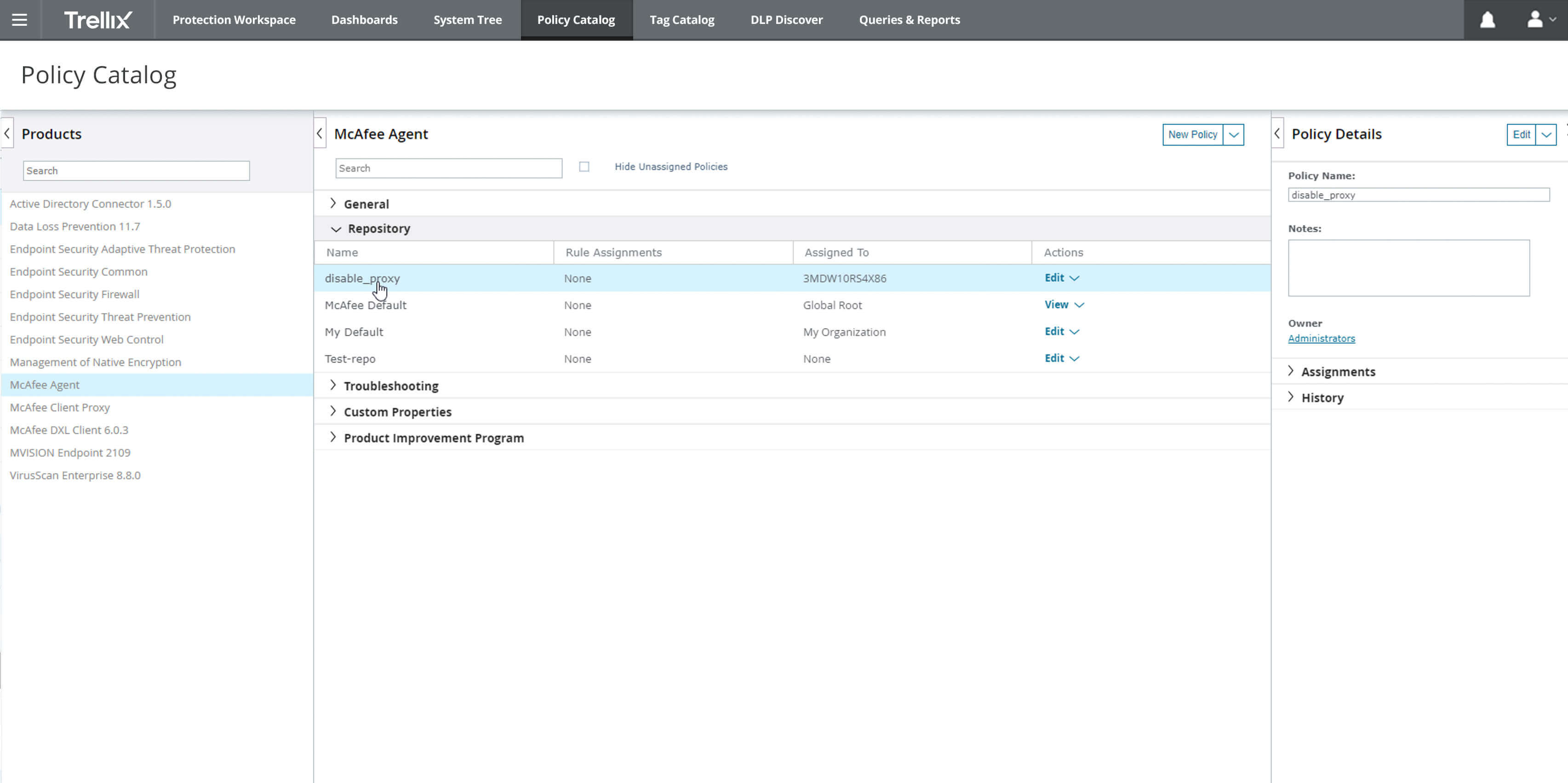 Le Catalogue de gestion des stratégies conserve un contexte de votre workflow dans tout l'environnement.