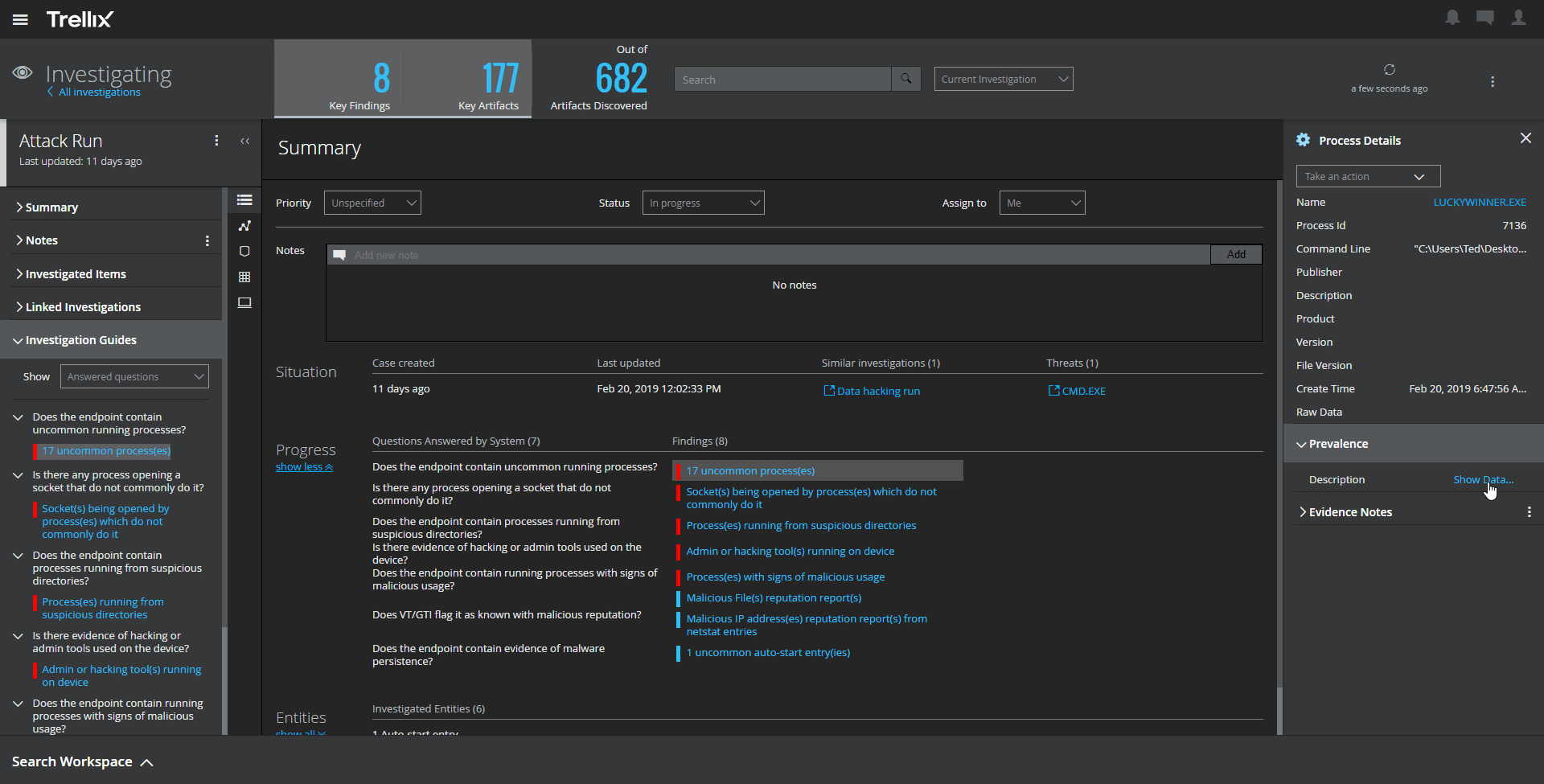 Identifique automaticamente as descobertas importantes sem precisar avaliar manualmente cada artefato.