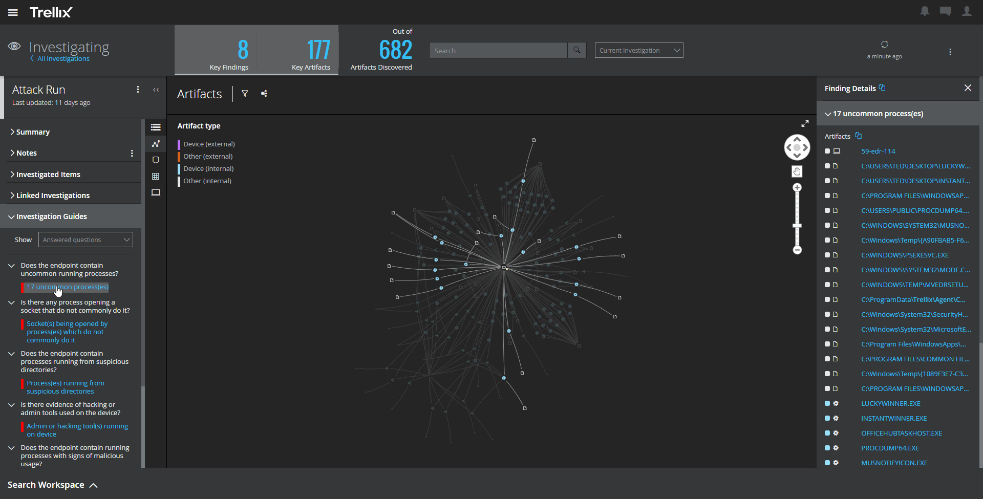 Identifiez automatiquement les résultats essentiels sans devoir évaluer manuellement chaque artefact individuel.