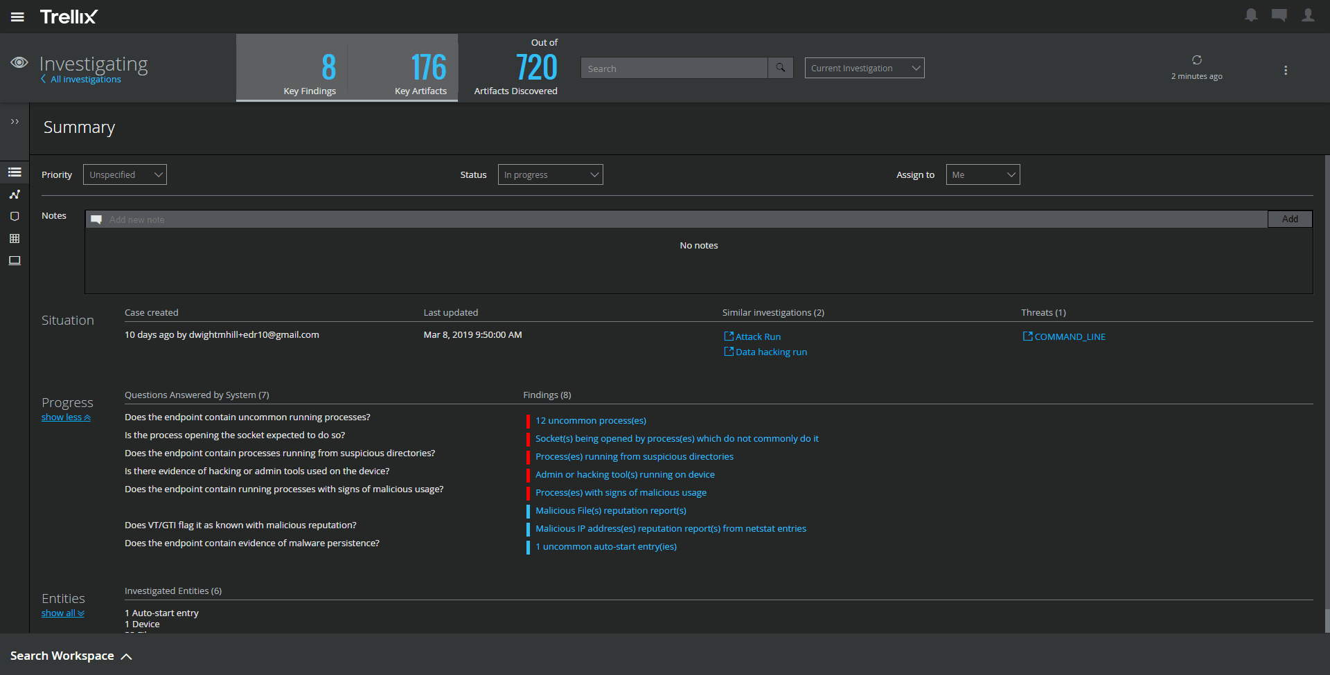 AI を活用した調査機能