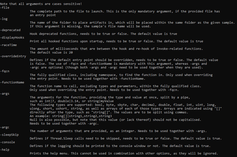 The command-line interface menu