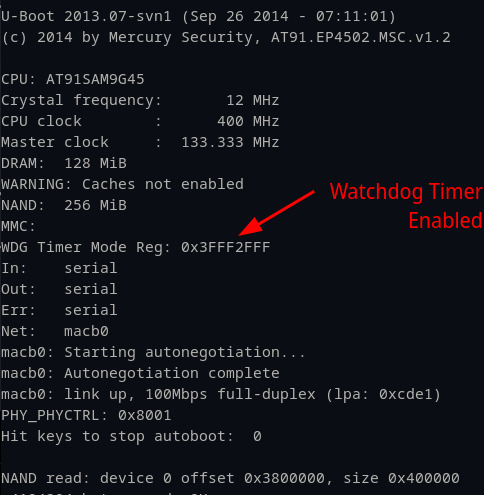 Watchdog Timer Mode Register enabled.