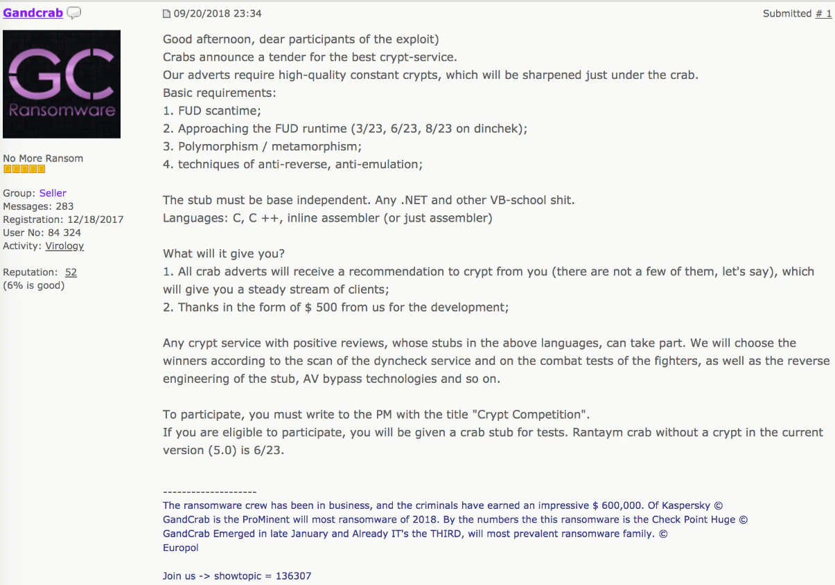 Figure 3. The “crypt competition” announcement.