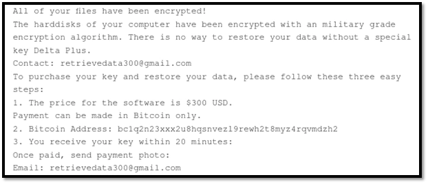 Figure 5. Strings content of .NET ransomware related to previous Delta ransomware activities