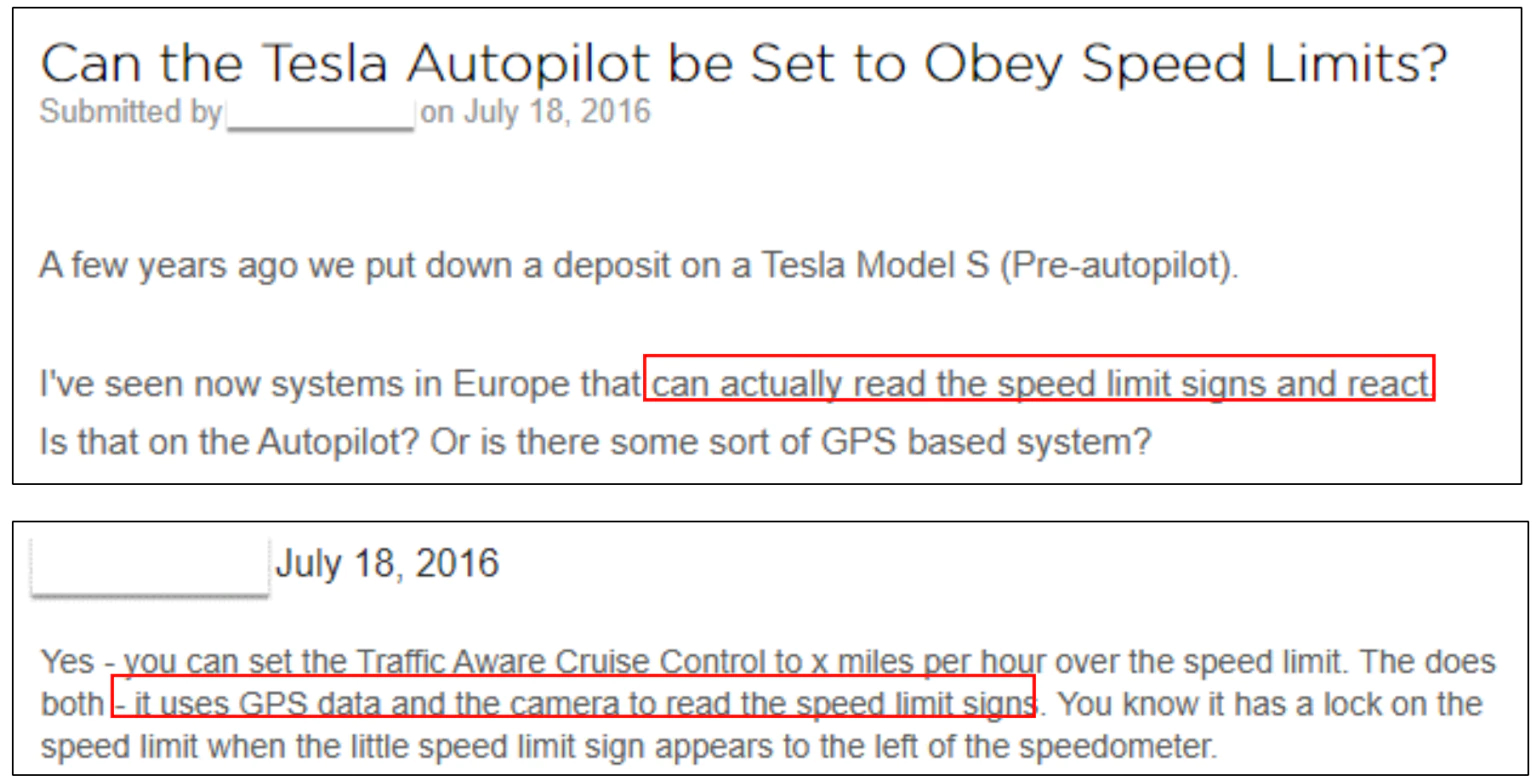 Black tape attack shows the 35-mph sign being incorrectly read as an 85-mph sign on the HUD of a Tesla model X