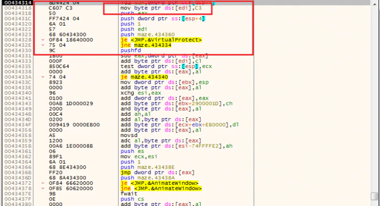 FIGURE 13. PATCH THE FUNCTION WITH A RET OPCODE AND RESTORE MEMORY PERMISSIONS