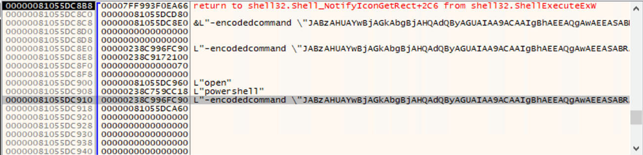 図7 – JSファイルによって呼び出されるPowerShellコマンド